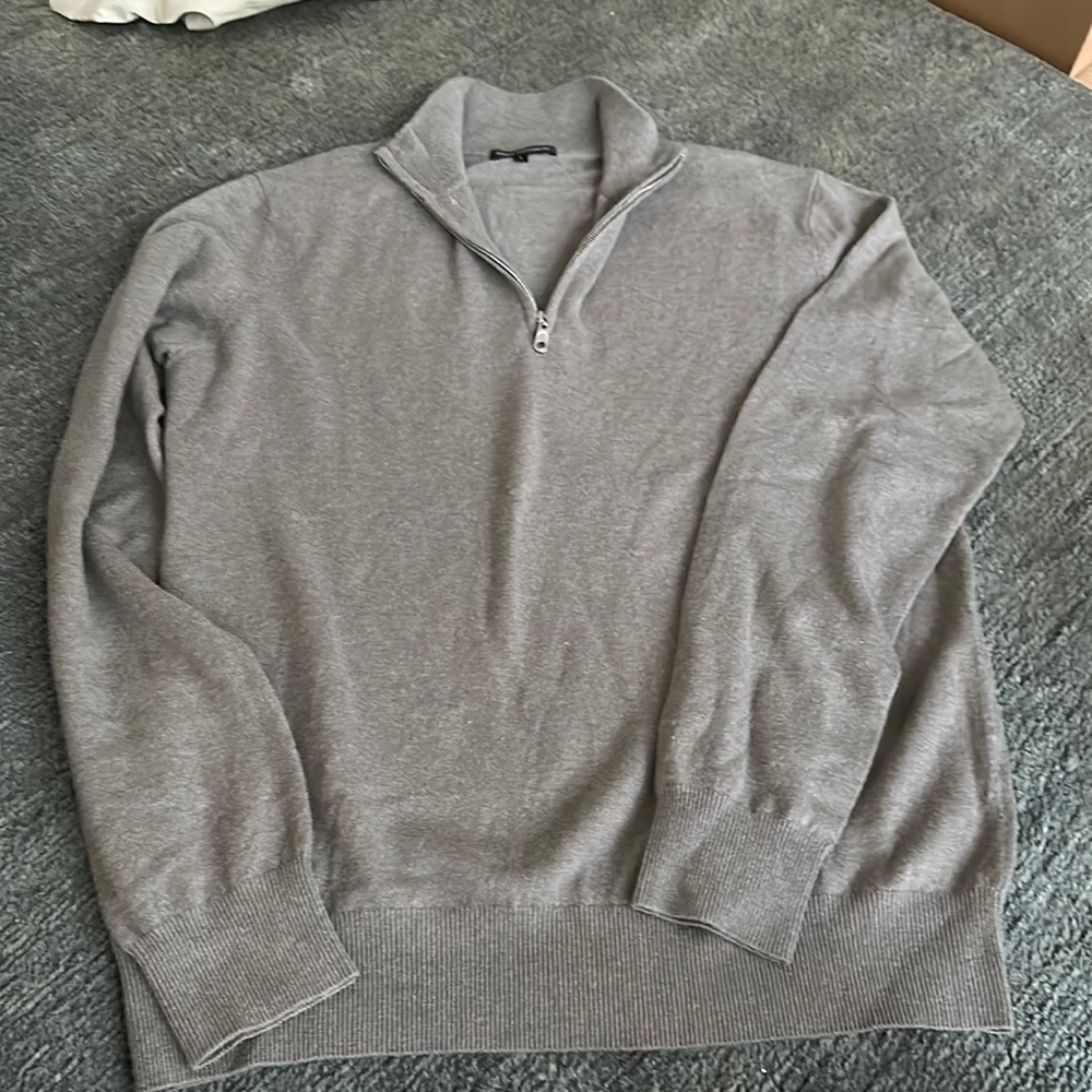 State cashmere The Mock-Neck Quarter Zip Polo Sweater size large